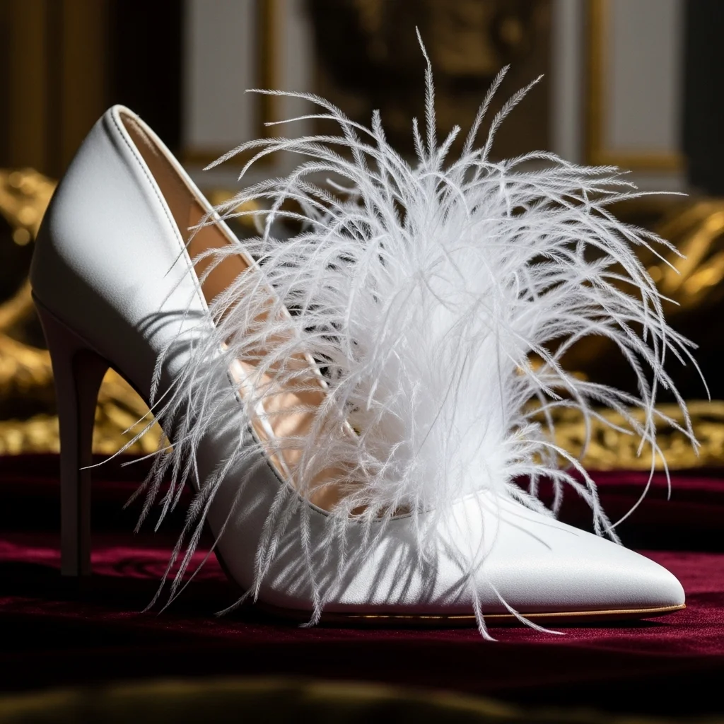Step into Forever: Top 23 White Wedding Shoes Every Bride Needs to See! 22 the luxurious white feather adorned stiletto