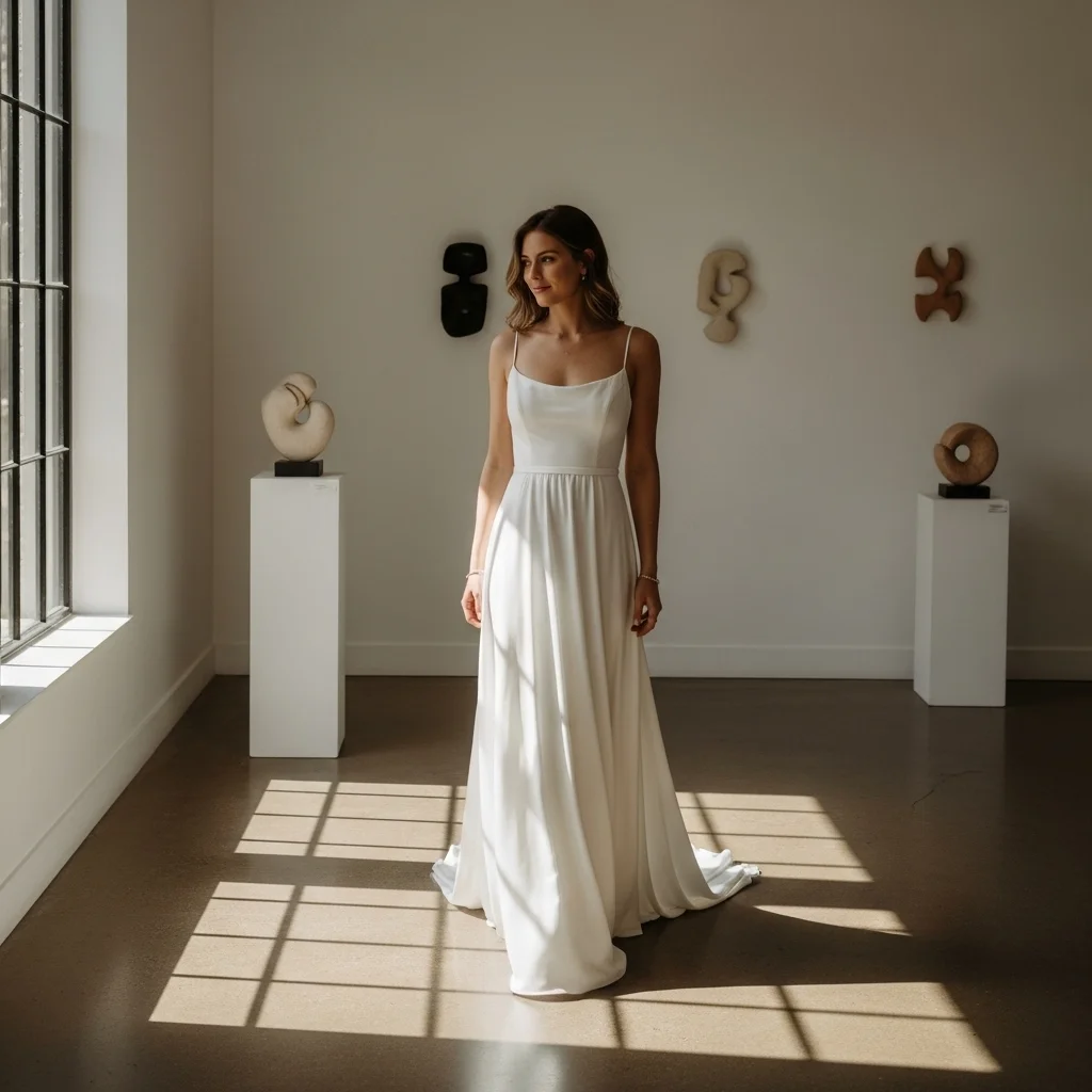 21 Boho Empire Waist Wedding Dresses for Brides 7 the minimalist silk empire