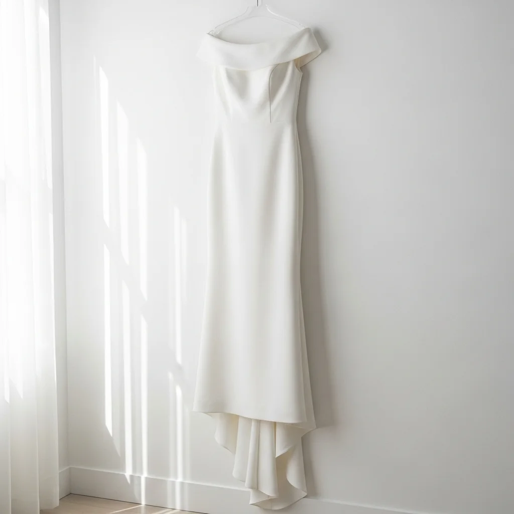 25 Off the Shoulder Boho Wedding Dresses 4 the modern minimalist boho sheath