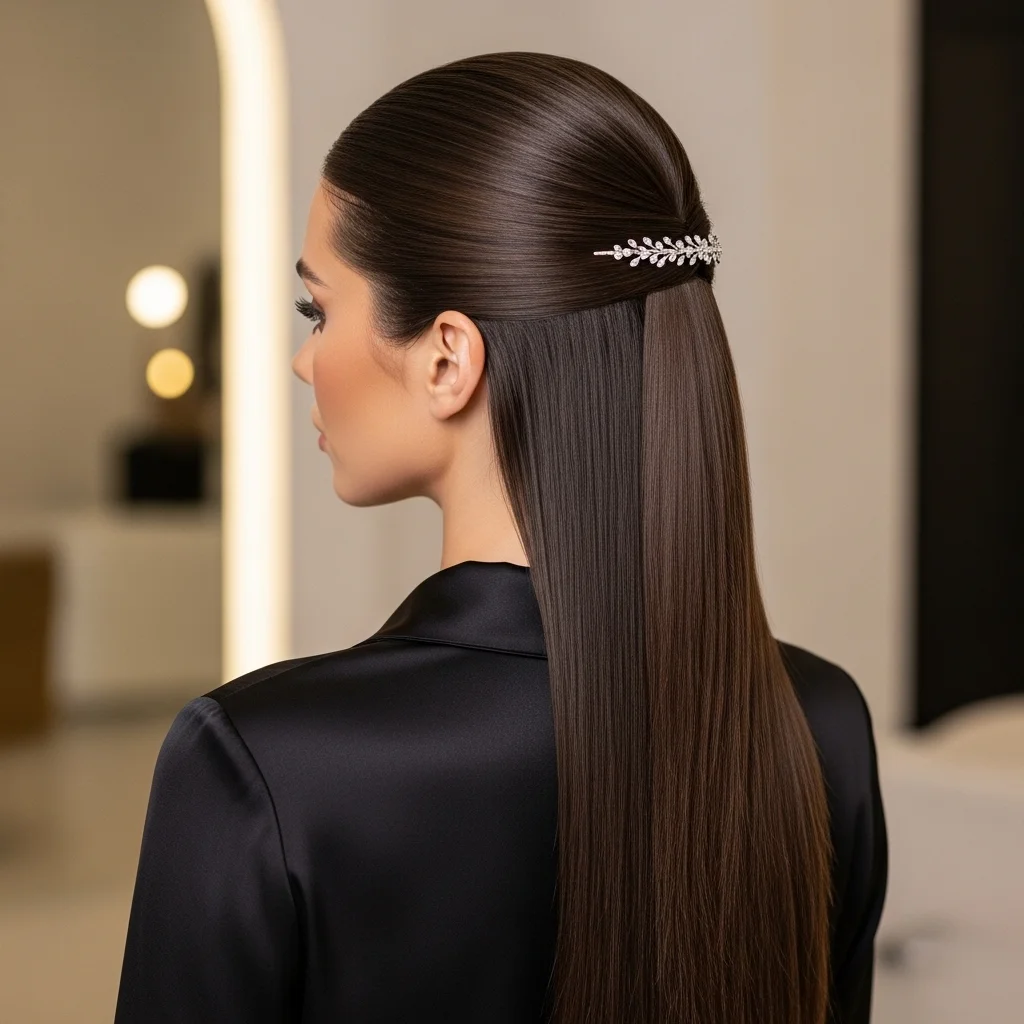 19 Hairstyles That Will Turn Heads 11 the sleek half up half down
