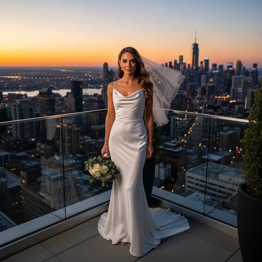 the sleek satin cowl neck column