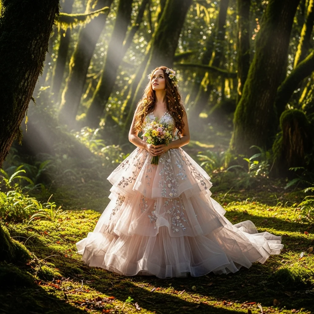 the soft tulle tiered gown