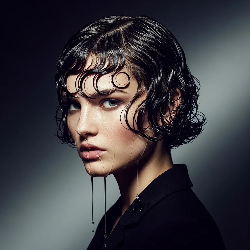 the wet look curly bob