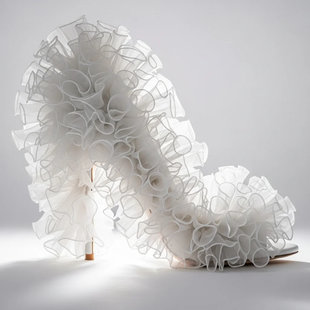Step into Forever: Top 23 White Wedding Shoes Every Bride Needs to See! 10 the whimsical white ruffled organza heel