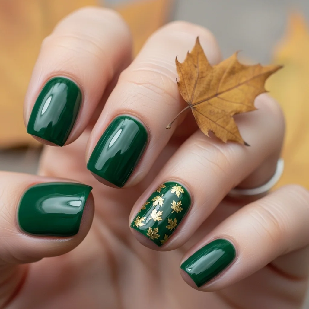 23 Short Fall Nail Ideas You Need To Try This Season 18 tiny maple leaf stamping