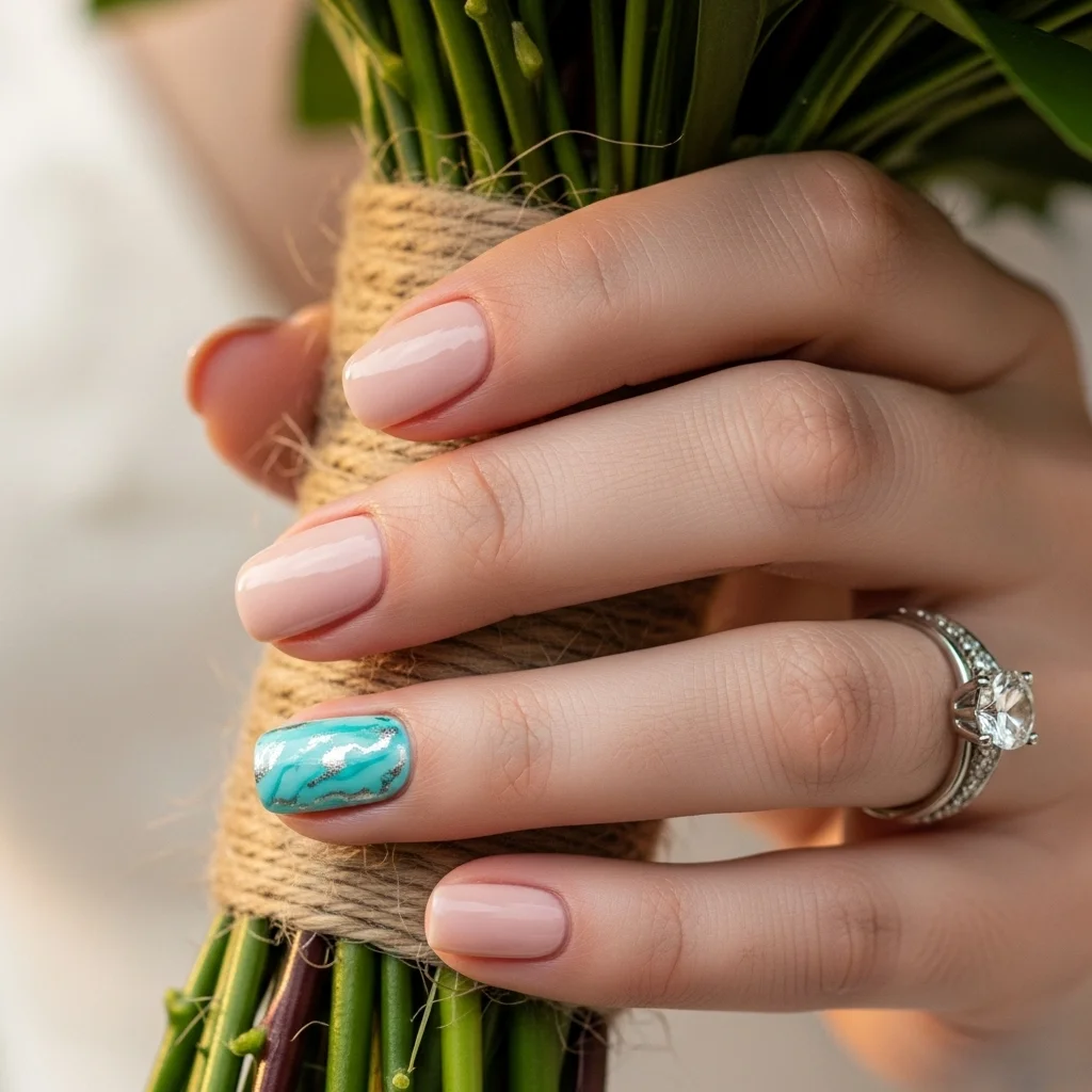 Top 19 Dazzling Western Wedding Nails Ideas for the Modern Bride 2 turquoise trail accents
