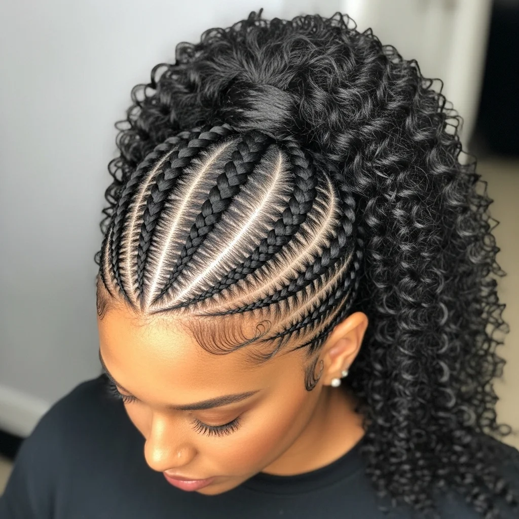 Beyond Basic: 19 Braided Ponytail Styles That Will Transform Your Look 6 two cornrows into high ponytail