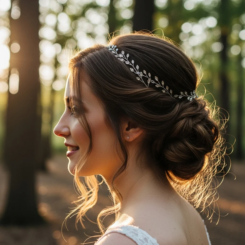 25 Dreamy Bridal Headband Hairstyles: Your Ultimate Wedding Hair Guide! 23 undone updo with rustic twig headband