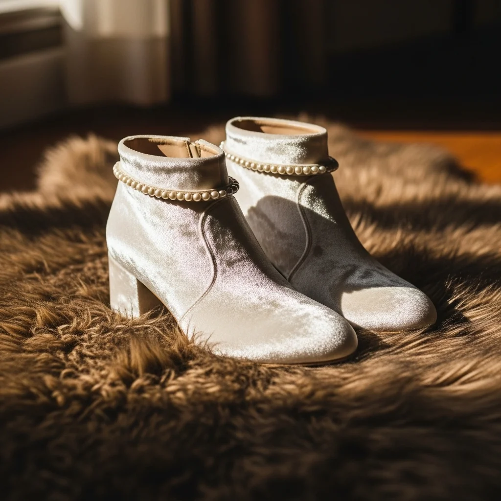 Step into Comfort & Style: Top 21 Low-Heel Wedding Shoes for Your Big Day 13 velvet block heel bootie