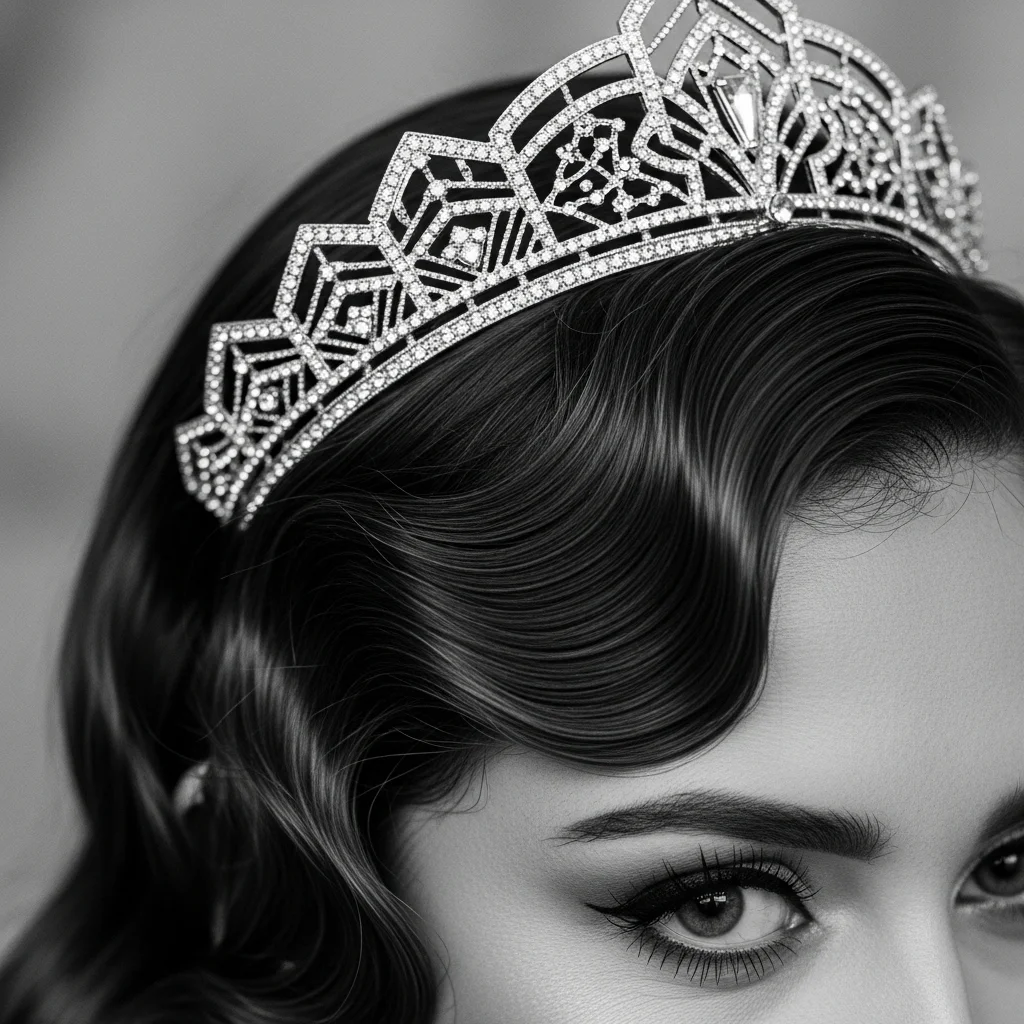 vintage finger waves with a art deco tiara