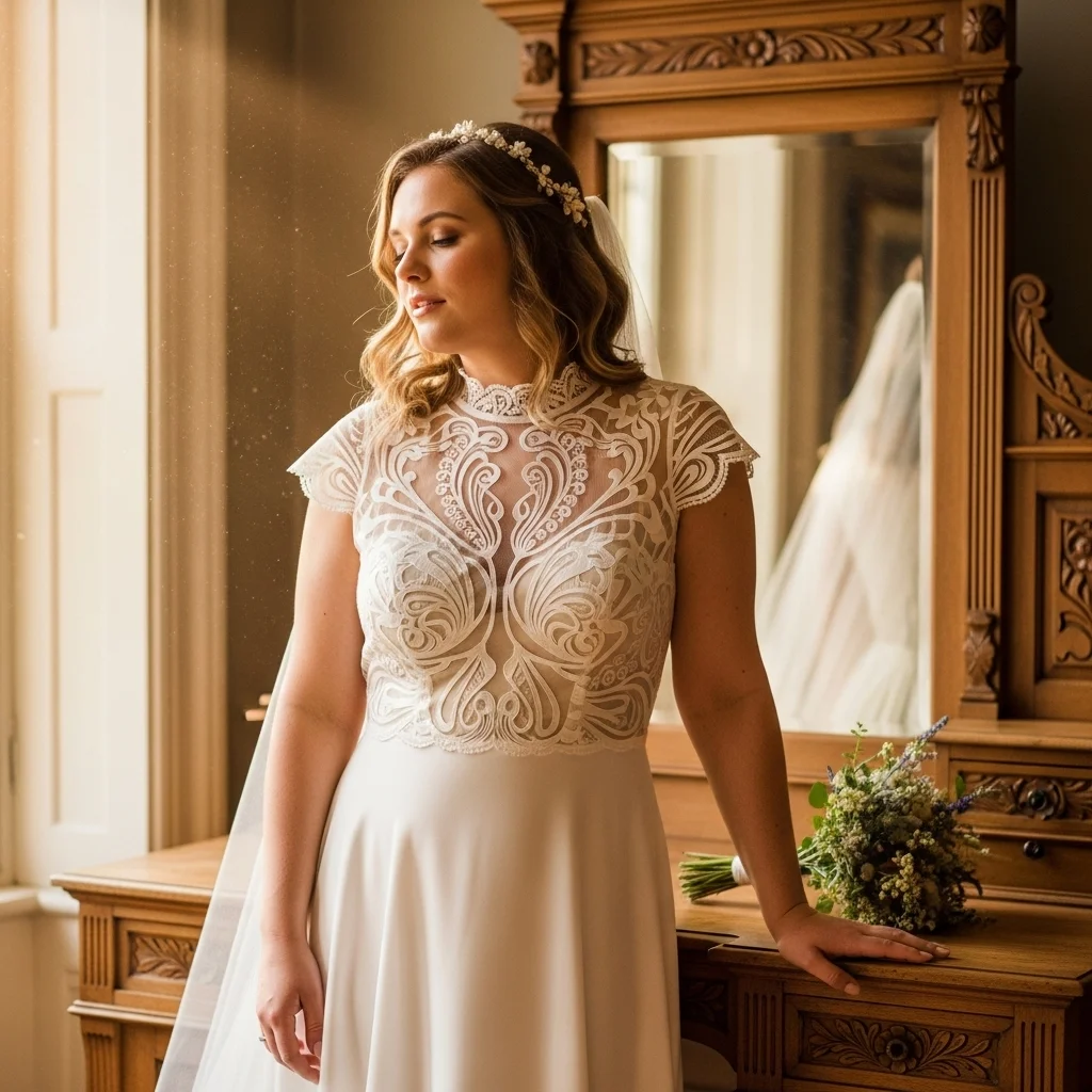 Top 21 Plus Size Wedding Dresses for Your Big Day 21 vintage inspired lace gown art nouveau influence