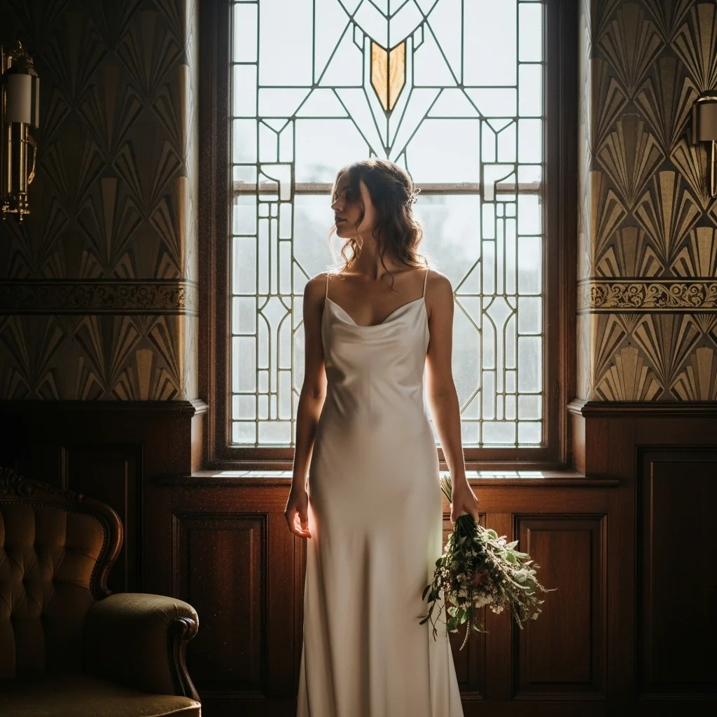 vintage inspired satin column dress