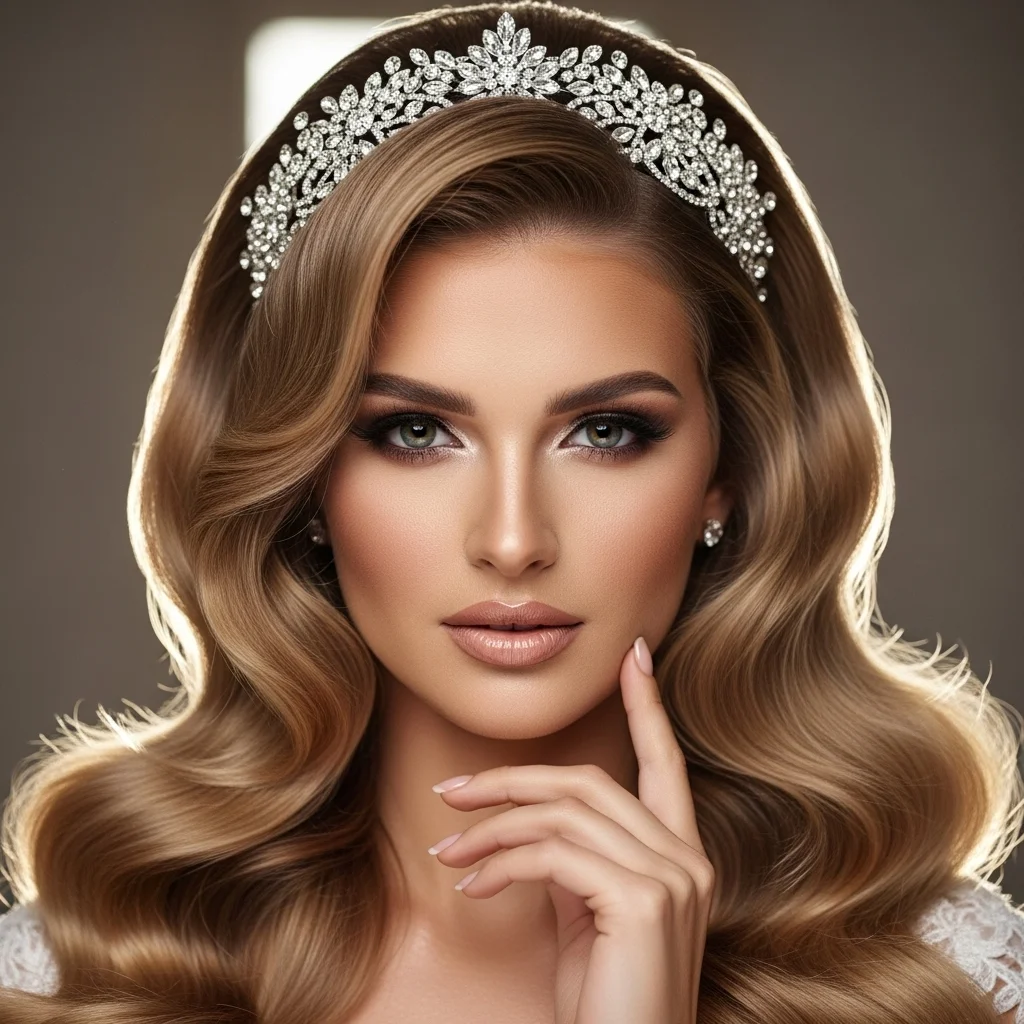 25 Dreamy Bridal Headband Hairstyles: Your Ultimate Wedding Hair Guide! 11 voluminous blowout with crystal headband wrap