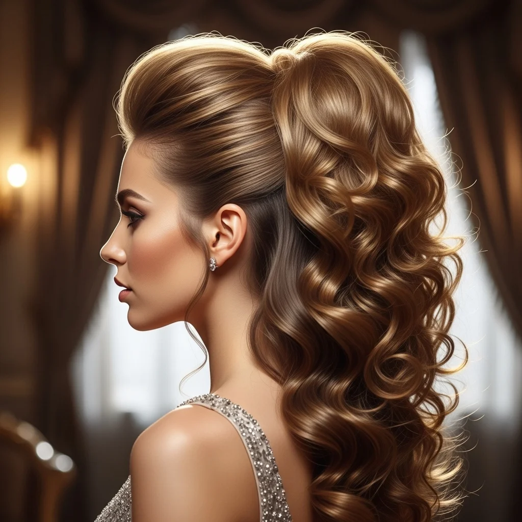 voluminous half up with a bump