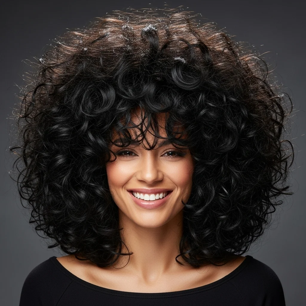 voluminous layered curls