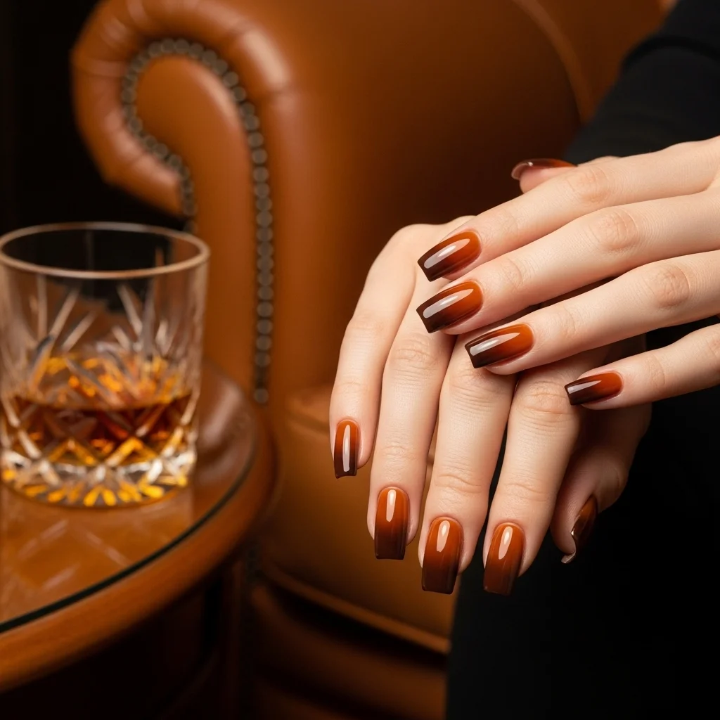 23 Enchanting Fall Ombre Nails You Need to Try This Season 18 warm cognac to chocolate brown ombre