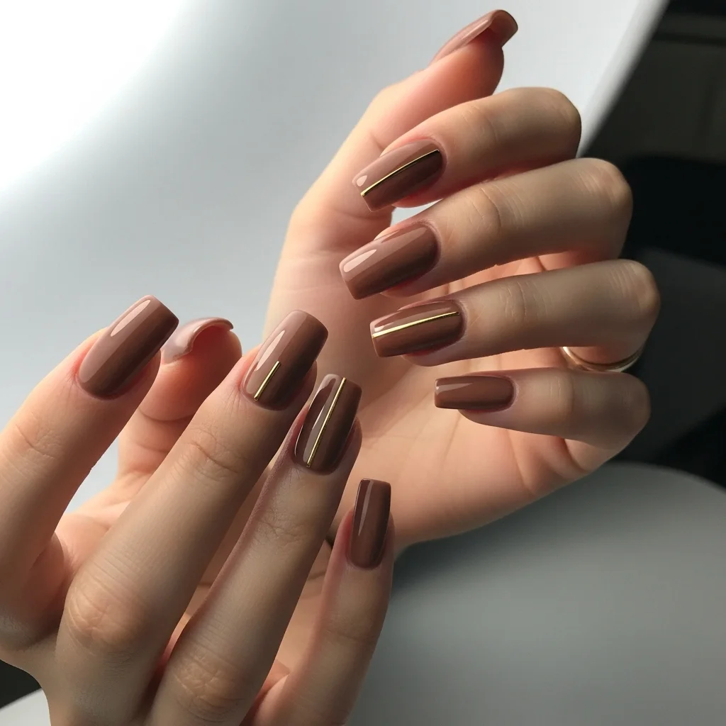 Top 17 Simple Fall Nail Designs That Are Cozy & Chic 17 warm taupe minimalist line