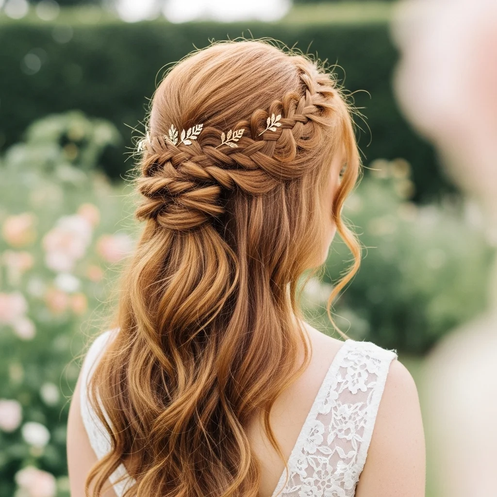 23 Elegant Half Up Half Down Wedding Hairstyles 13 waterfall braid half up