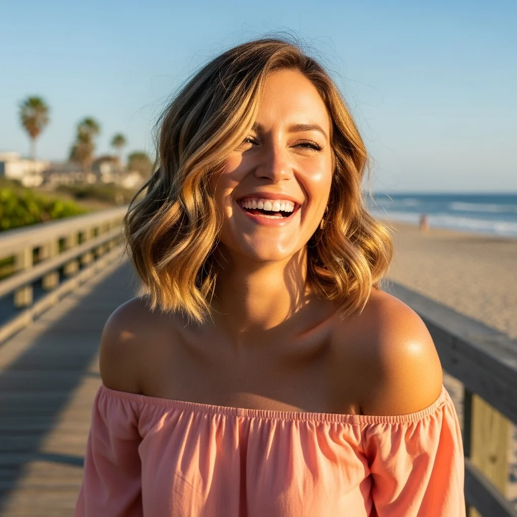 Top 21 Flattering Hairstyles for Oval Faces 11 wavy lob