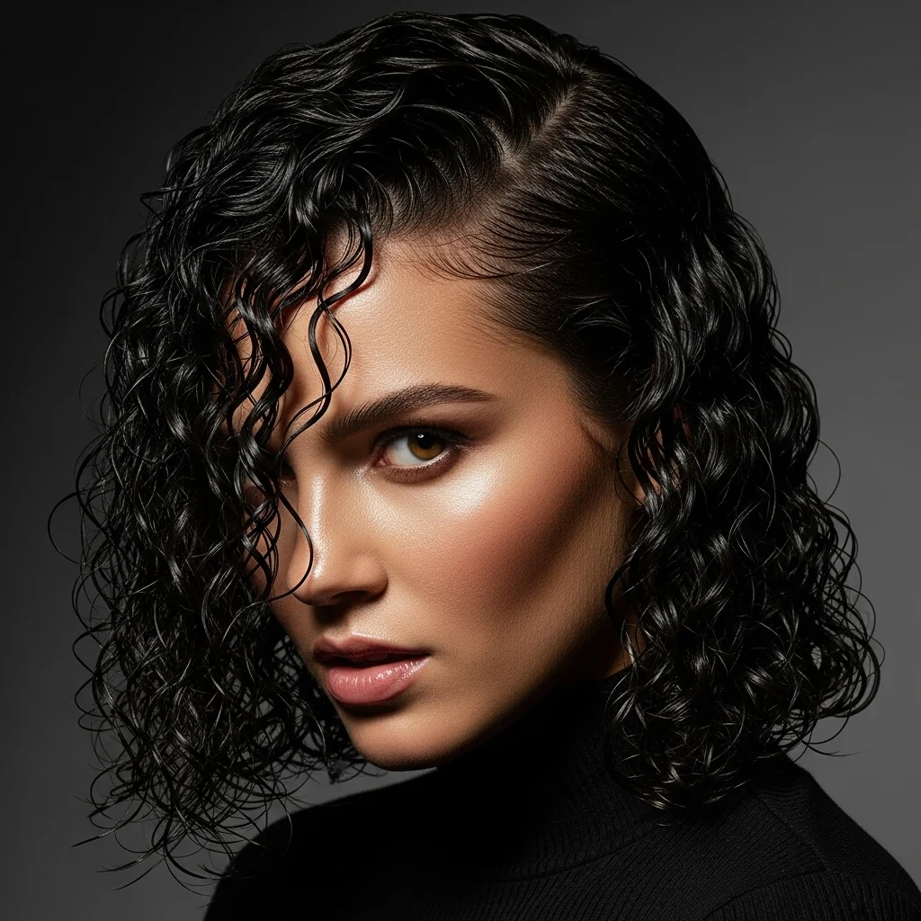 wet look curls