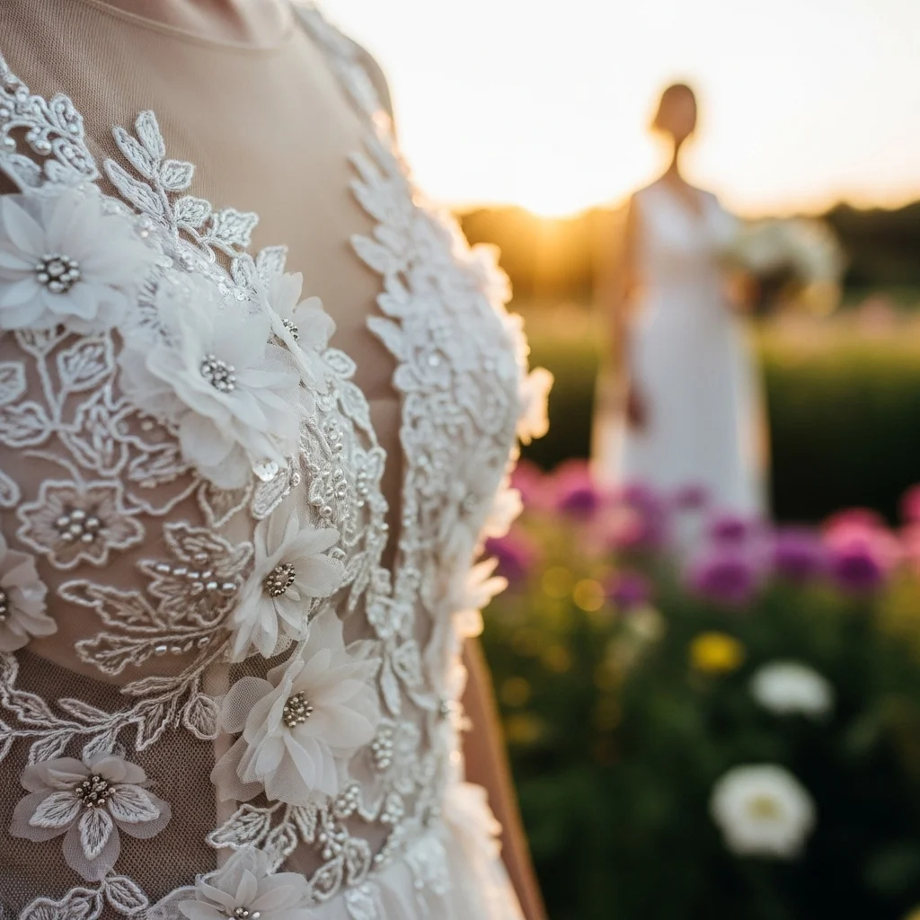 Top 19 Boho Chic Wedding Dresses for Your Free-Spirited Celebration 6 whimsical floral appliqu