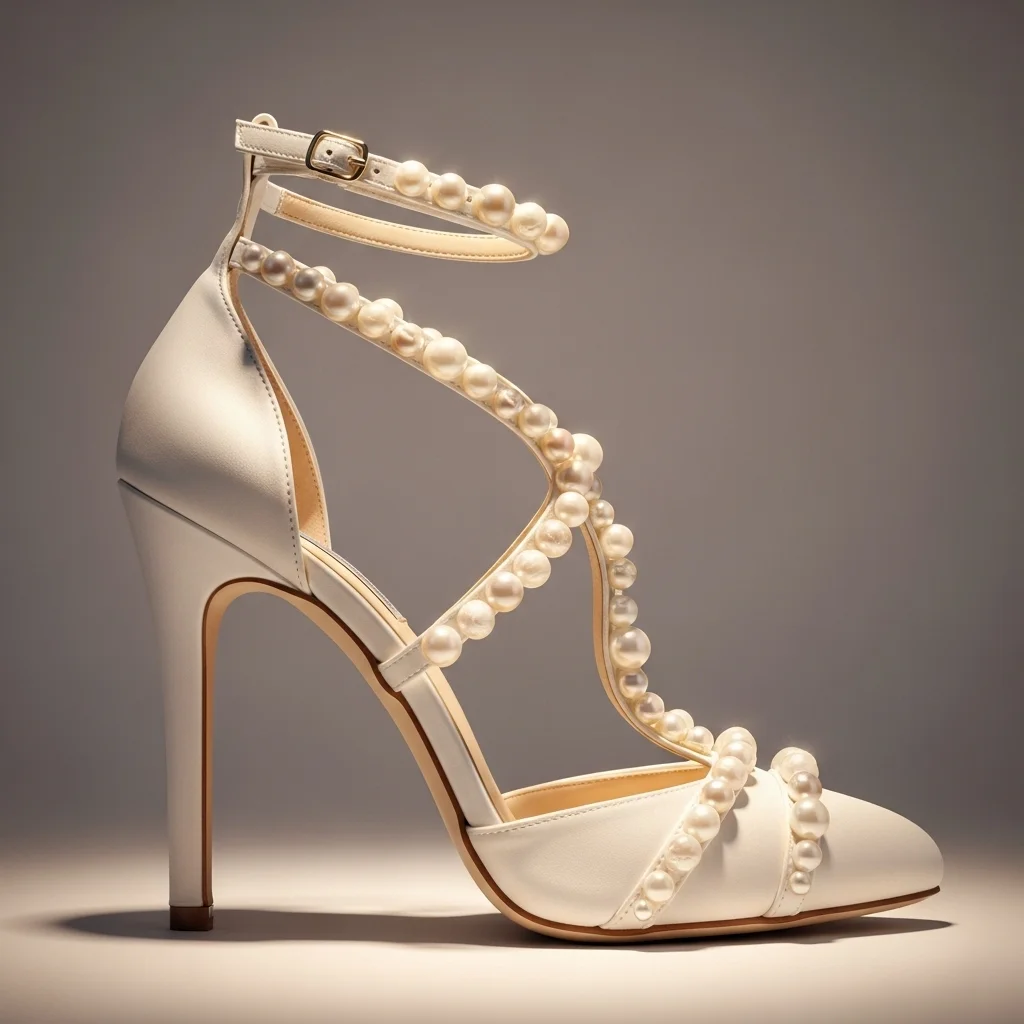 Step into Forever: Top 17 Ivory Wedding Shoes for Your Dream Day 5 whimsical ivory pearl adorned heel