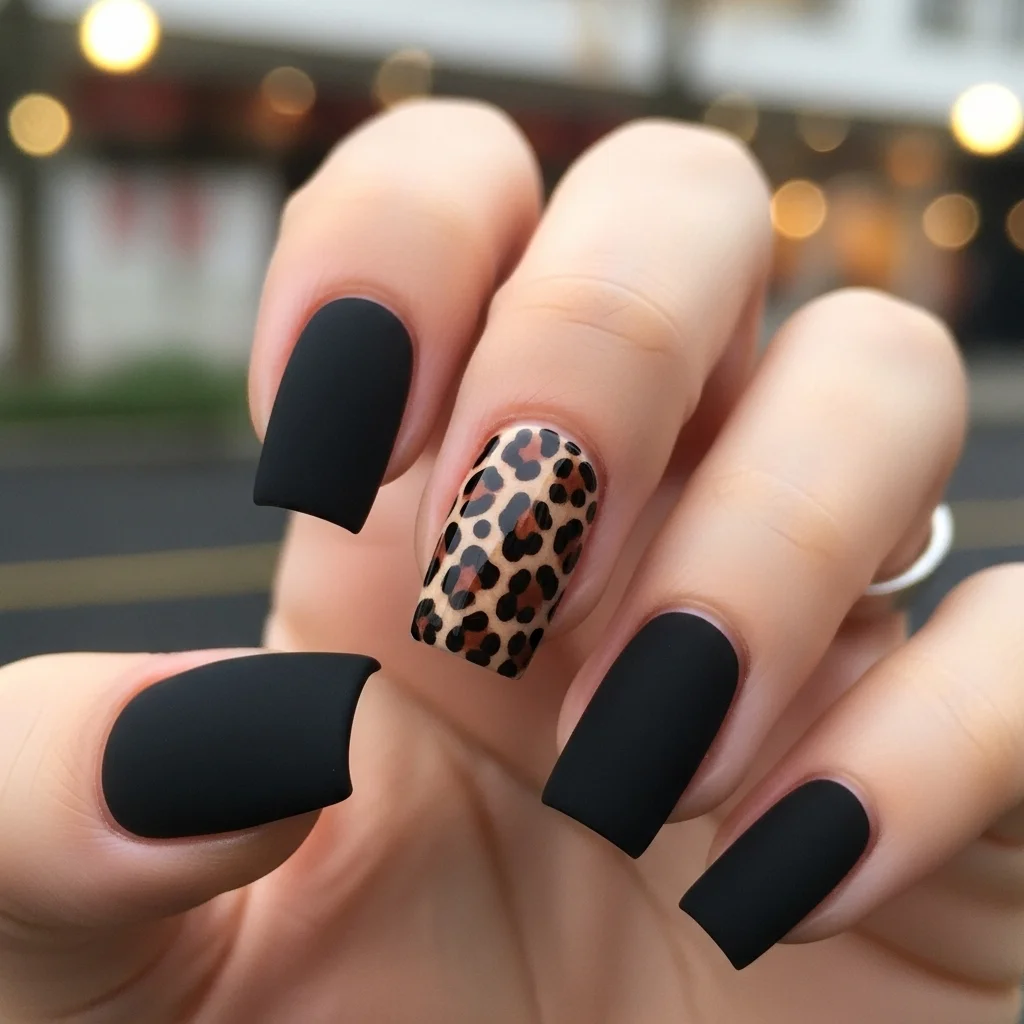 The Top 27 Acrylic Nail Designs You Need This Autumn! 19 wild leopard print accents