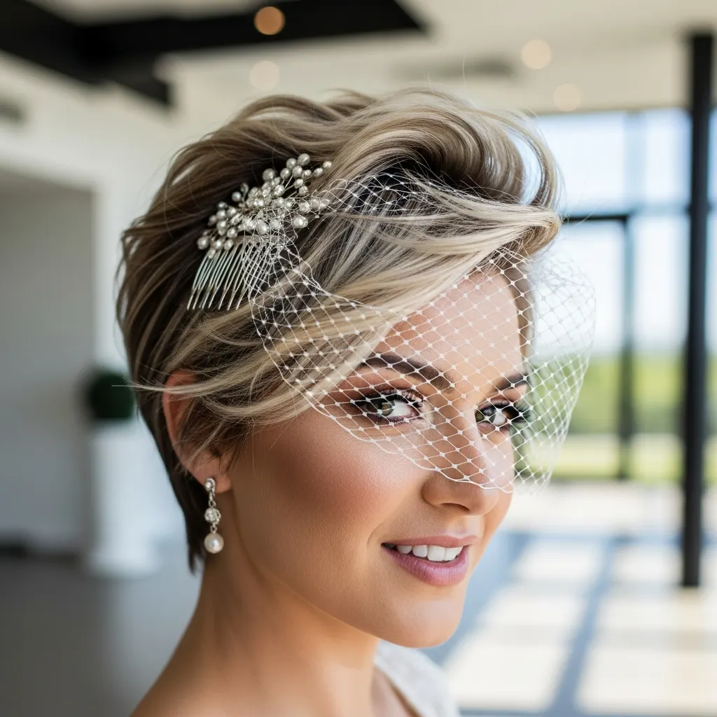 56 Timeless Hairstyles Every Woman Should Know 23 23 short hair bride hairstyles with veil