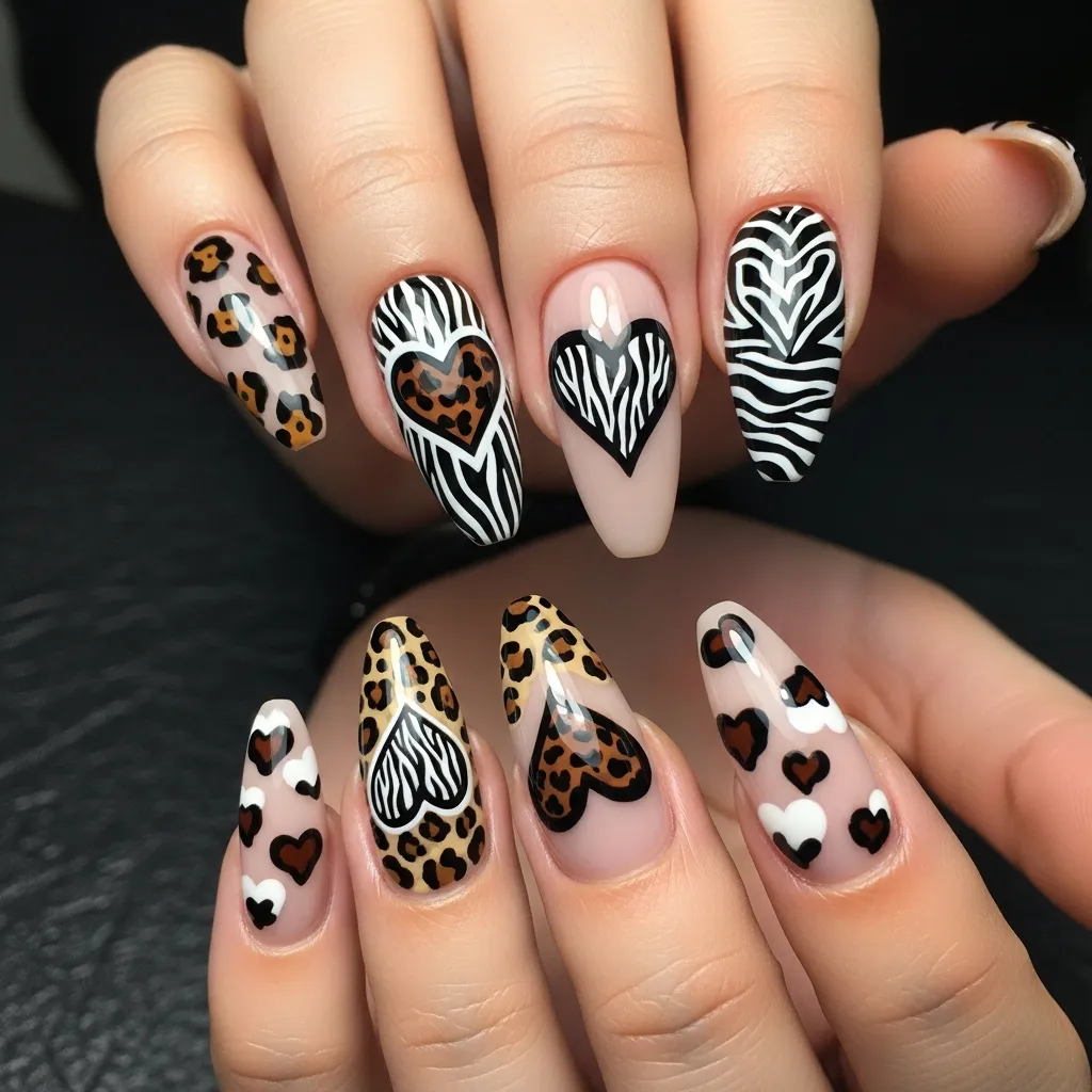 animal print hearts