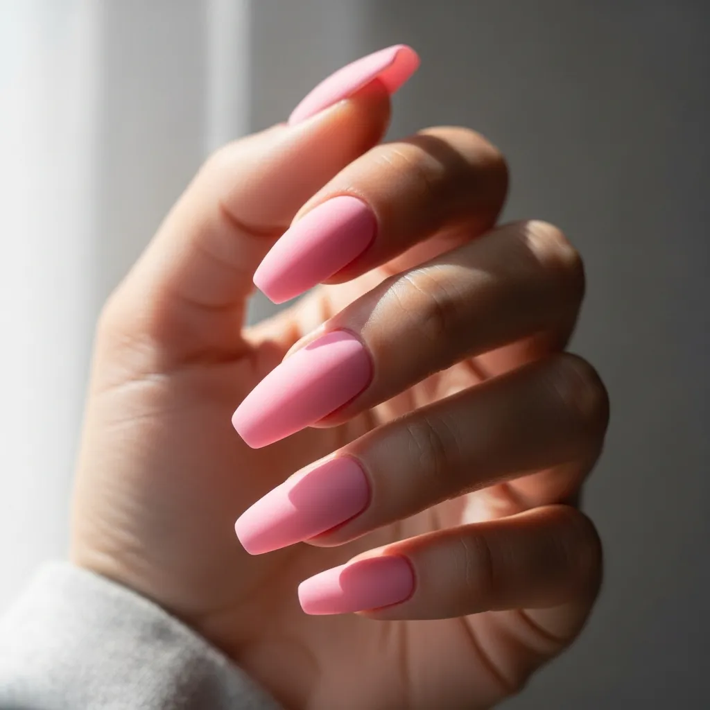 baby pink matte coffin nails