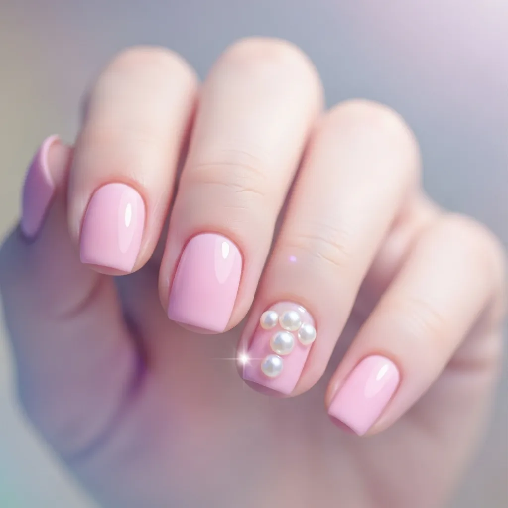 baby pink with pearl embellishments