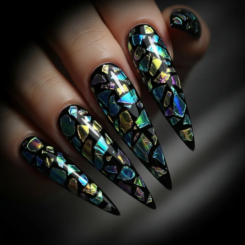 black chrome with a shattered glass effect
