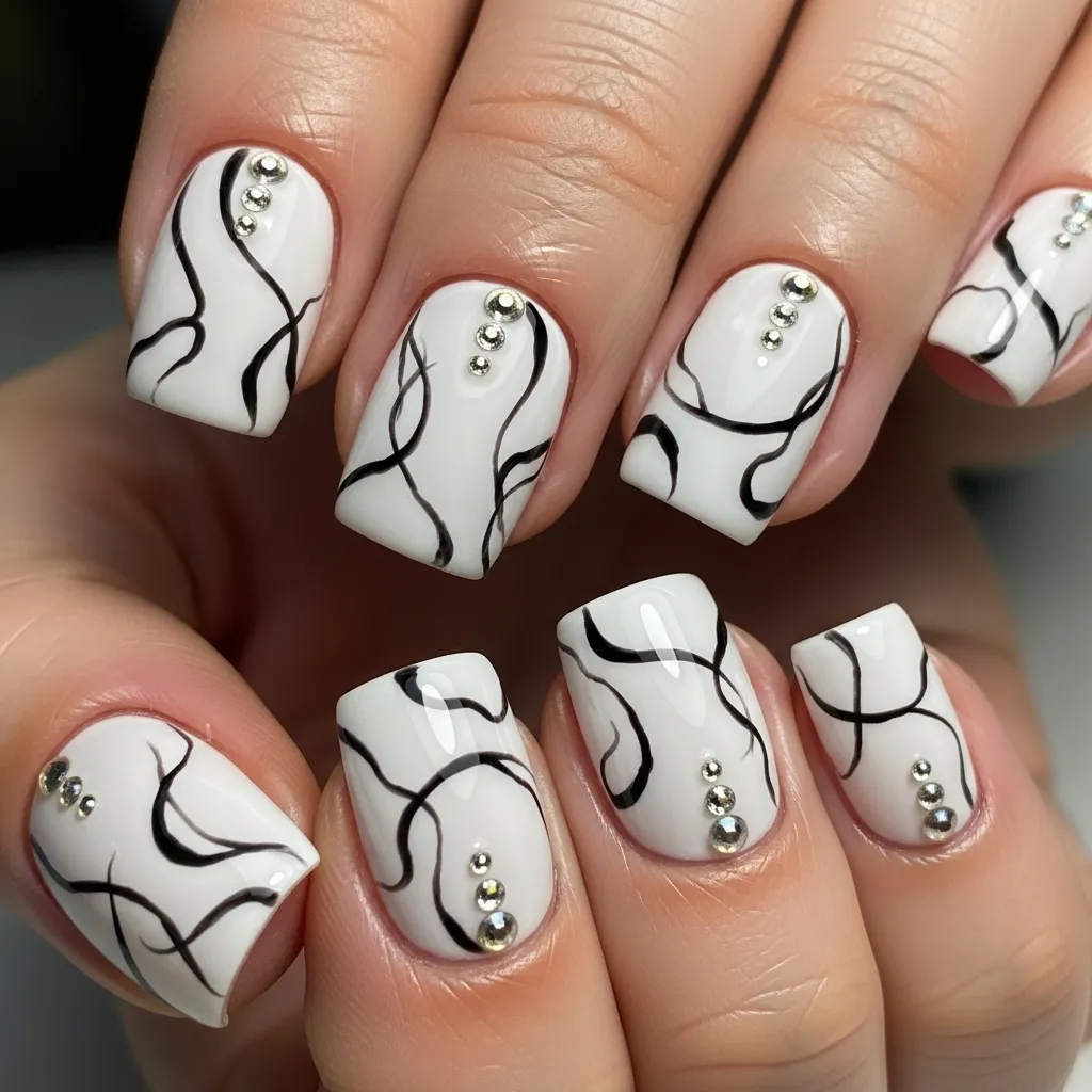25 Swirl Valentines Nails to Sweep You Off Your Feet! 9 black white swirls