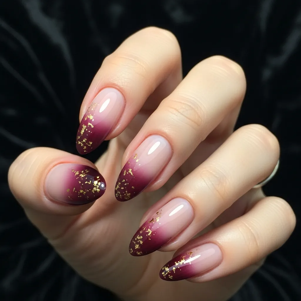 bold burgundy to nude blend