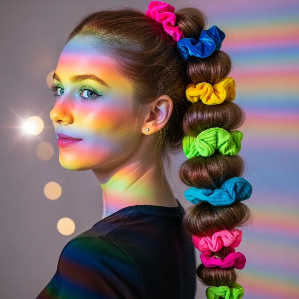 17 Hoco Hairstyles with Accessories 10 bubble braid with scrunchies