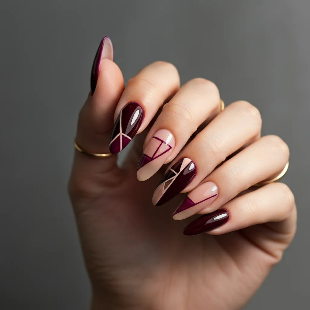 burgundy geometric design
