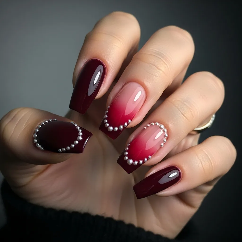 burgundy gradient with pearl accents