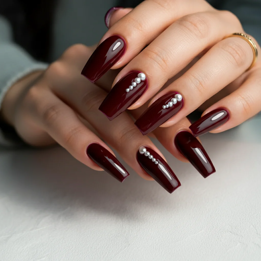 burgundy with pearl accents