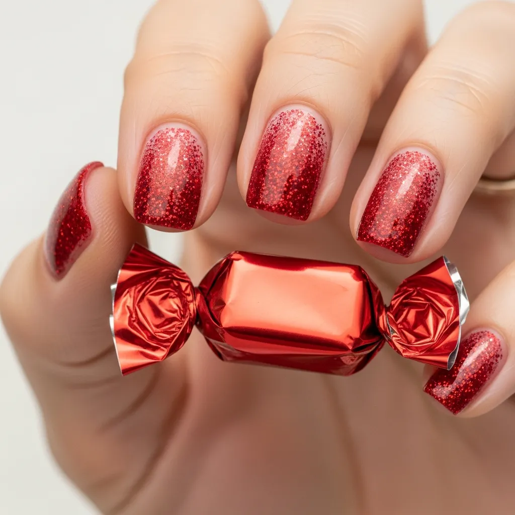 candy apple red glitter ombr