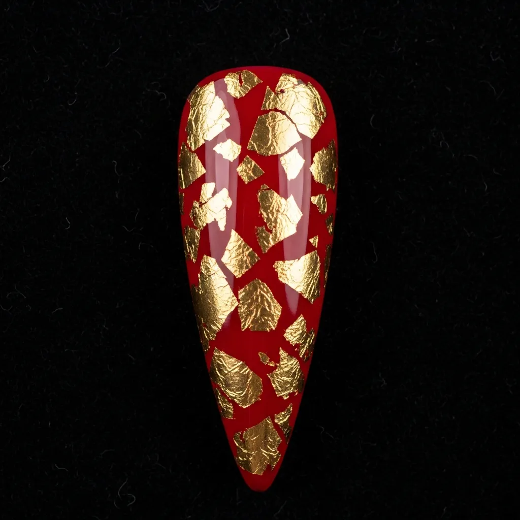cherry red with gold foil accents