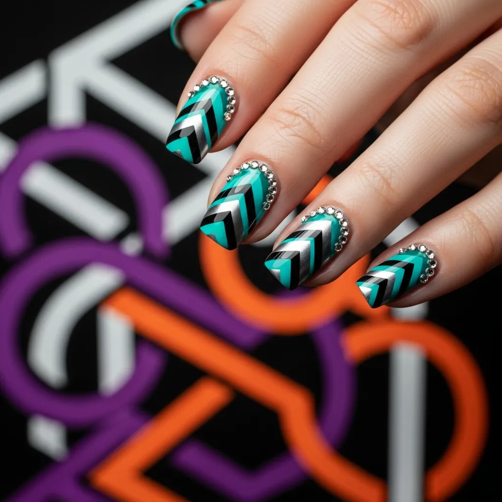 chevron pattern with rhinestone accents