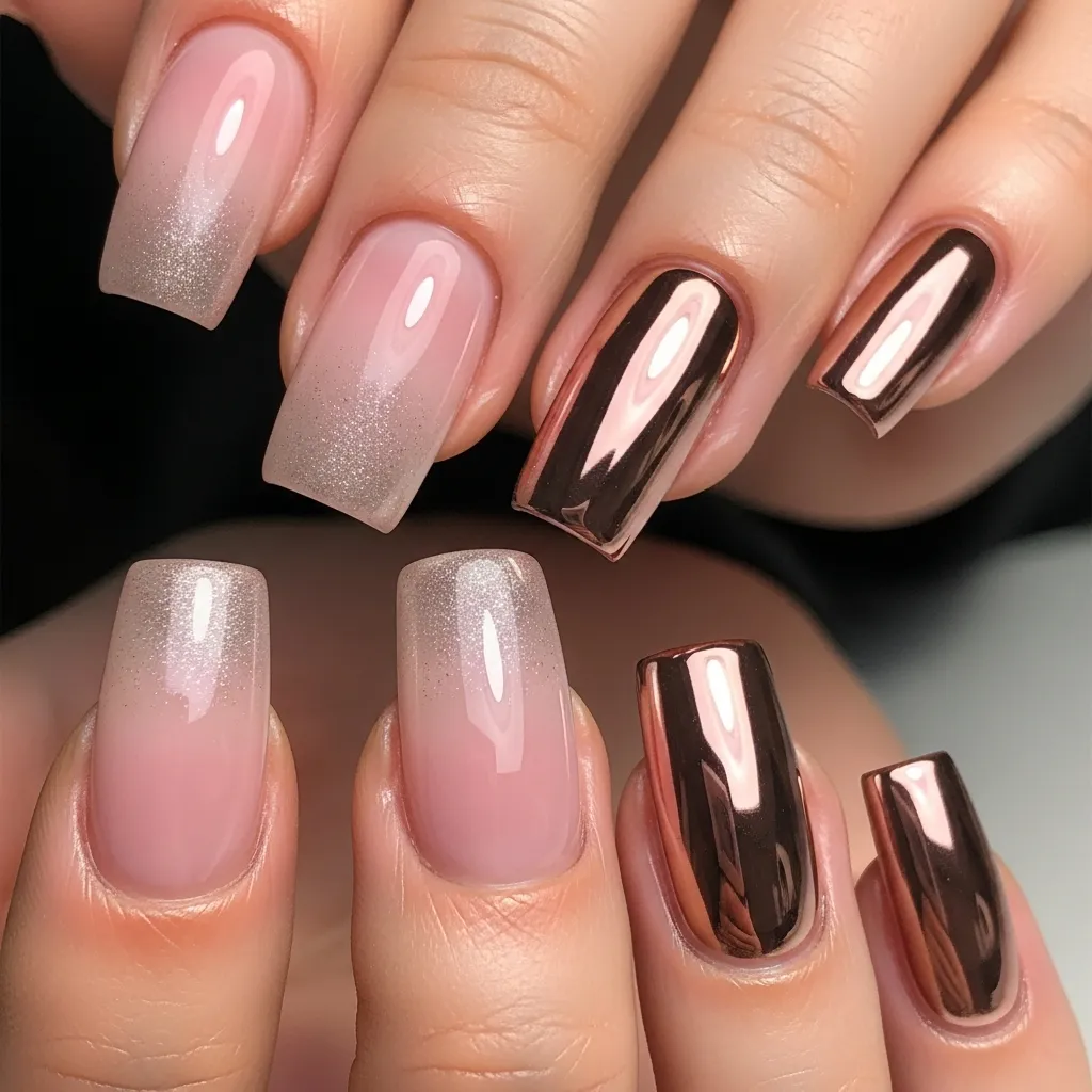 chrome ombre with a pinky hue