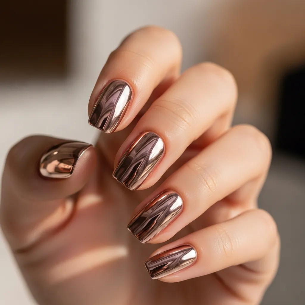 chrome rose gold full nail or accent
