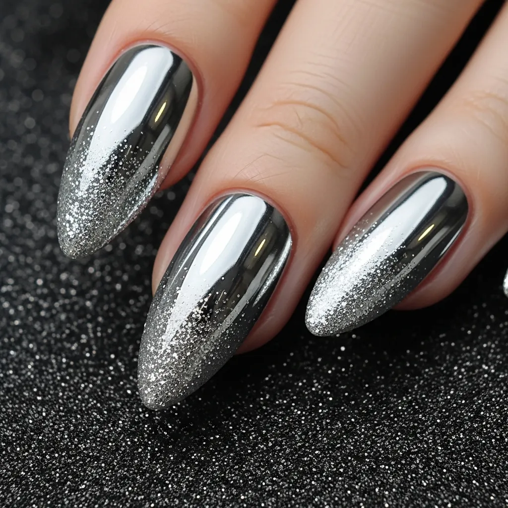 chrome with glitter gradient