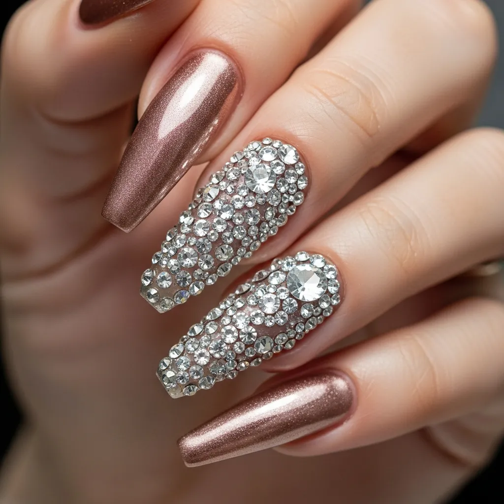 chrome with rhinestone accents