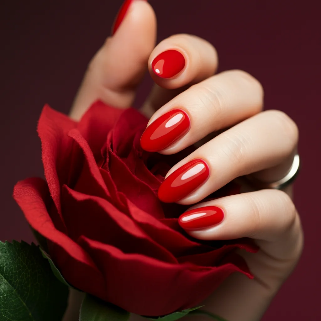 19 Oval Valentines Nails to Steal Your Heart 2 classic red oval nails