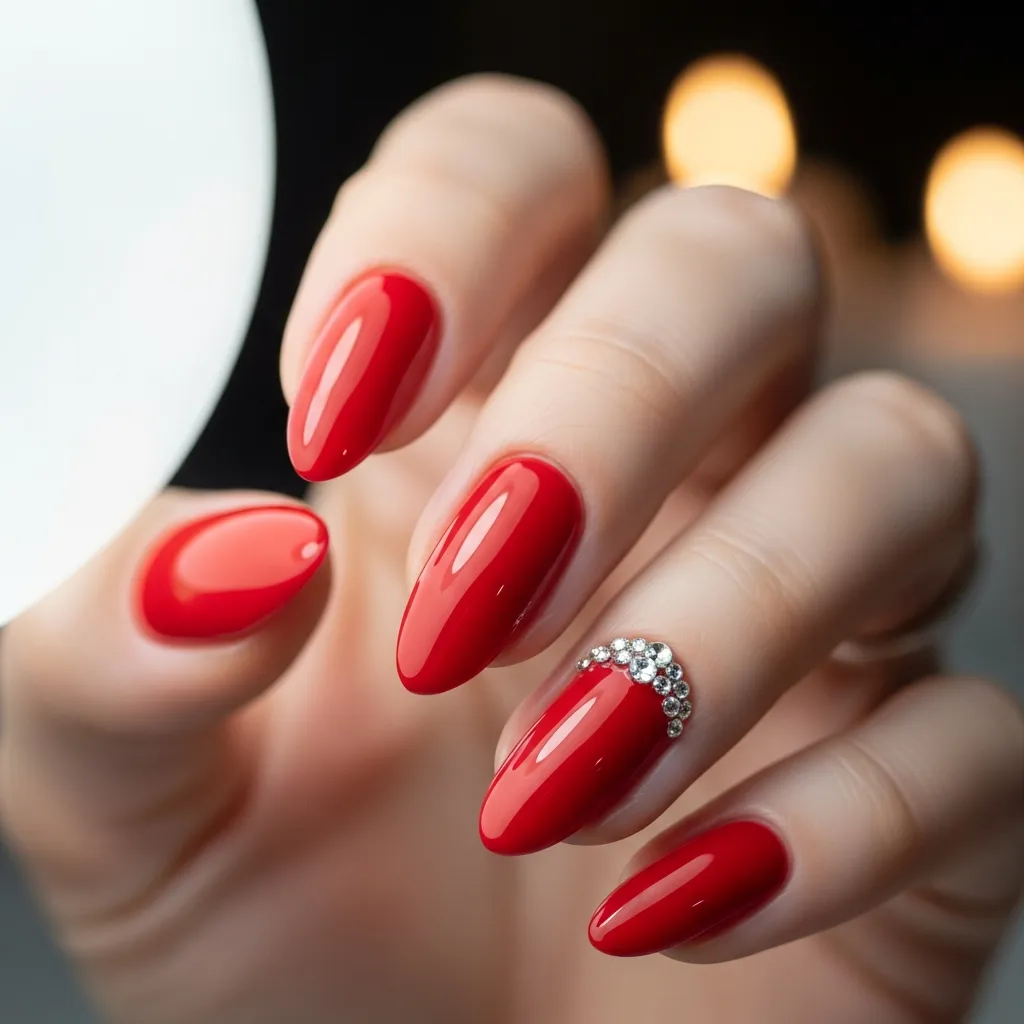 classic red with rhinestone accent