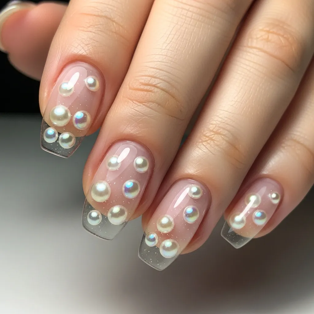 clear gel with floating pearls