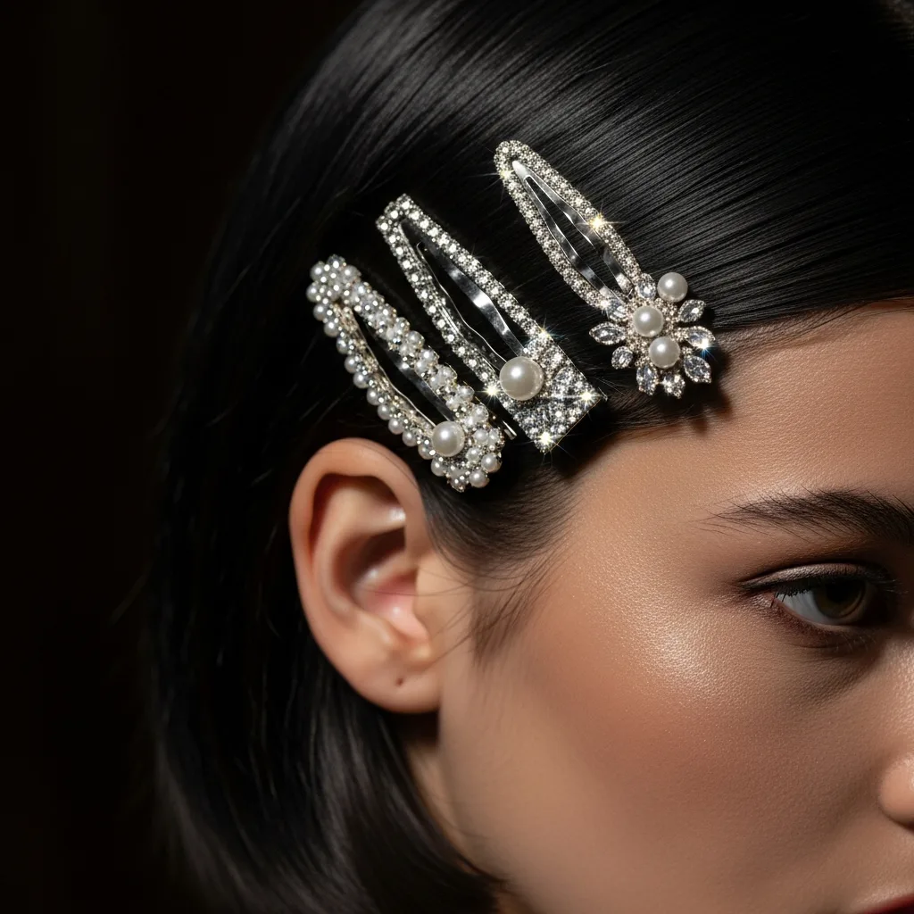 deep side part with hair clips