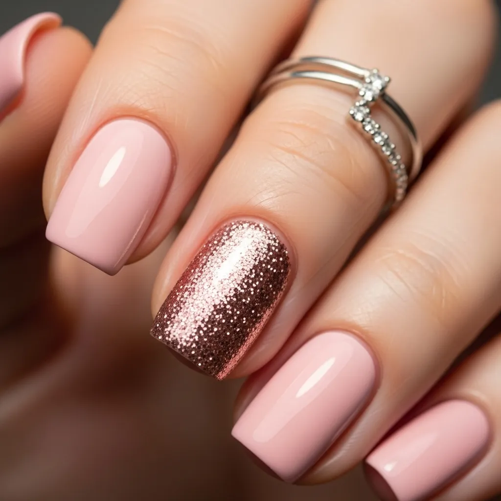 23 Dreamy White and Pink Valentines Nail Inspo 3 delicate rose gold glitter accents